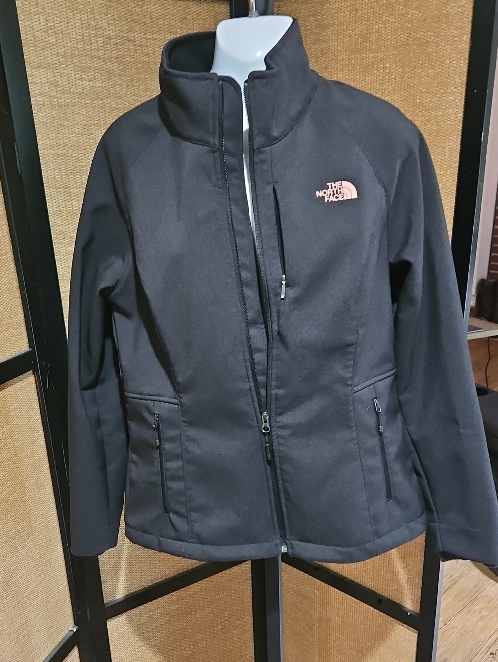 The North Face Women's Black Jacket with Pink Logo